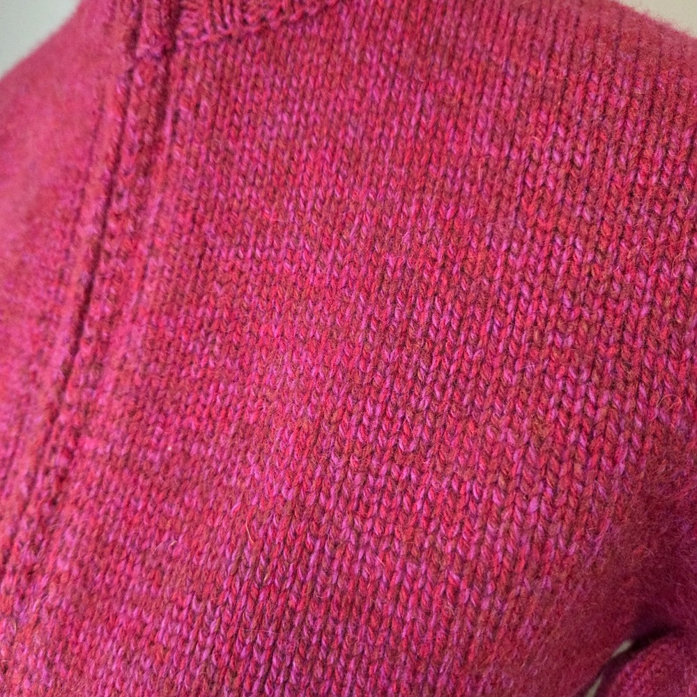 LL‎ Bean Womens Magenta Pink Lambswool Angora Zip Up Mock Neck Sweater S-REG - Picture 2 of 6